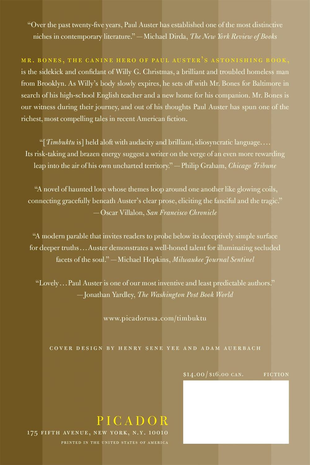 Rückseite: 9780312428945 | Timbuktu | Paul Auster | Taschenbuch | Paperback | Englisch | 2009