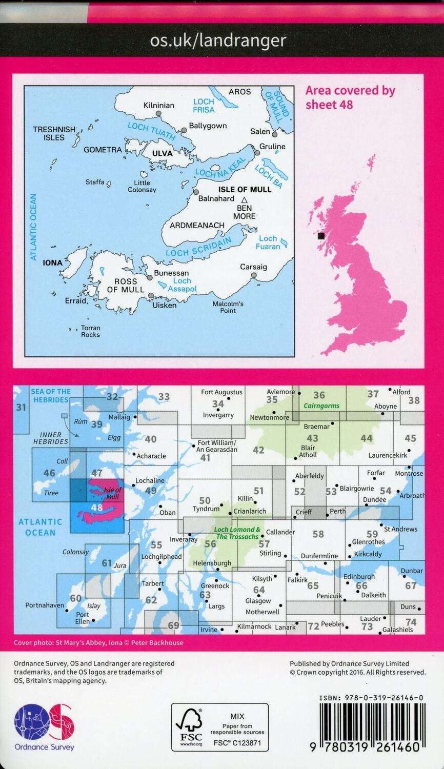 Bild: 9780319261460 | Iona &amp; West Mull, Ulva | Ordnance Survey | (Land-)Karte | Englisch