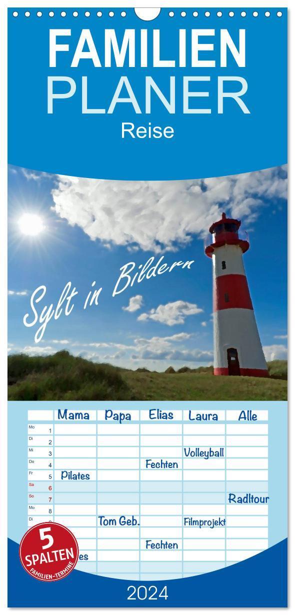 Cover: 9783383091544 | Familienplaner 2024 - Sylt in Bildern mit 5 Spalten (Wandkalender,...