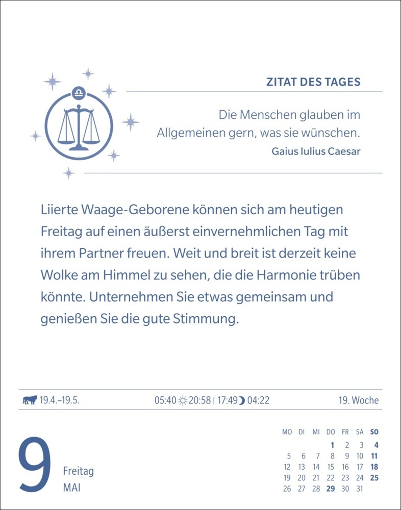 Bild: 9783840033735 | Waage Sternzeichenkalender 2025 - Tagesabreißkalender - Ihr...