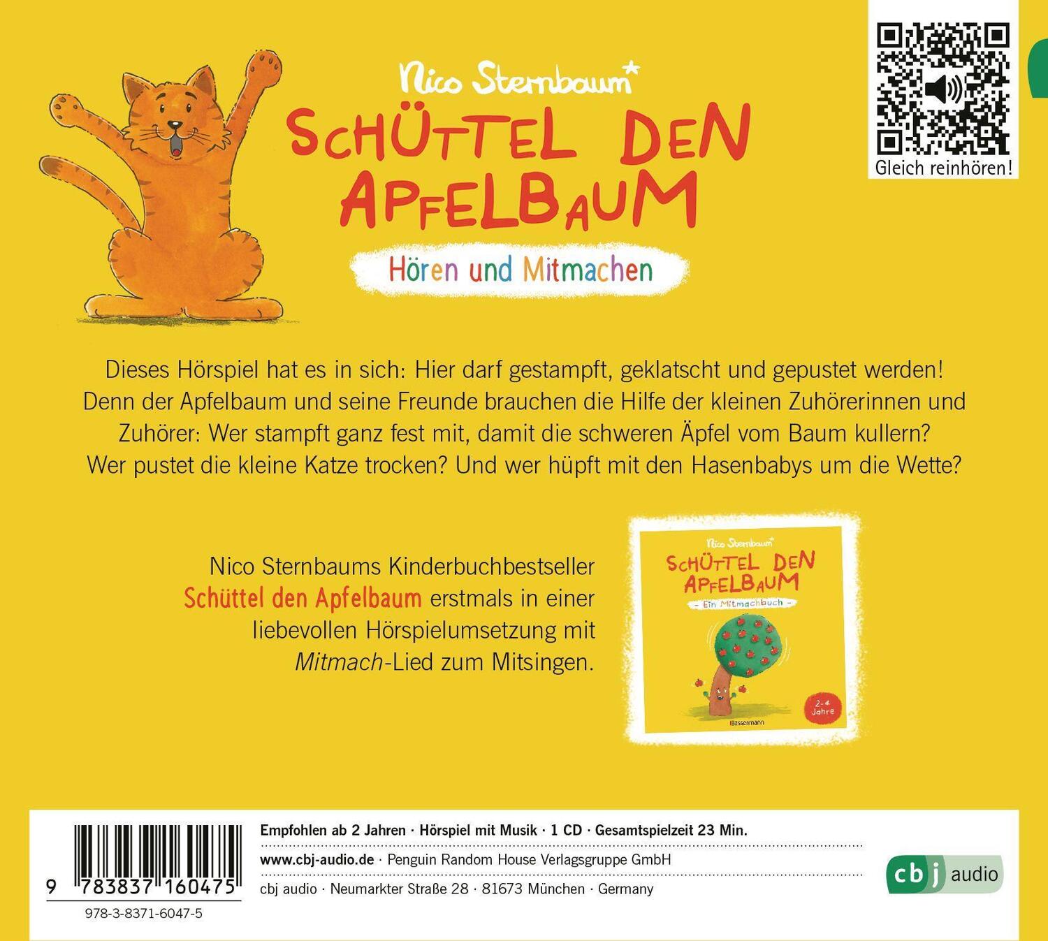 Bild: 9783837160475 | Schüttel den Apfelbaum | Hören und Mitmachen | Nico Sternbaum | CD