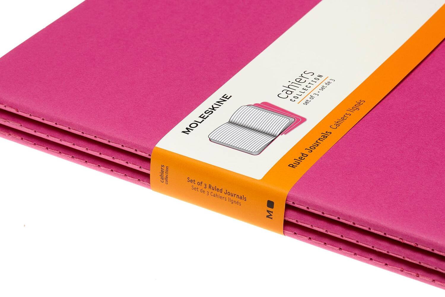 Bild: 8058647629667 | Moleskine Cahier XL, 3er Set, Liniert, Kinetisches Pink | Notizbuch