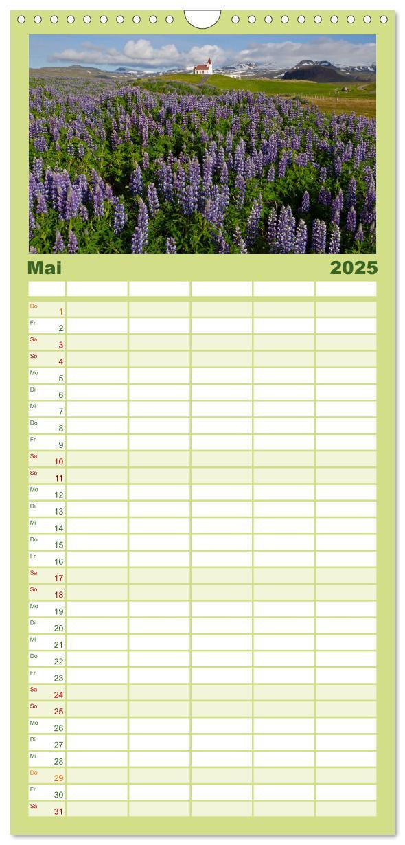 Bild: 9783457109380 | Familienplaner 2025 - Island mit 5 Spalten (Wandkalender, 21 x 45...