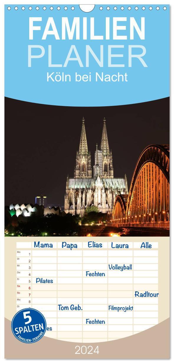 Cover: 9783383102868 | Familienplaner 2024 - Köln bei Nacht mit 5 Spalten (Wandkalender,...