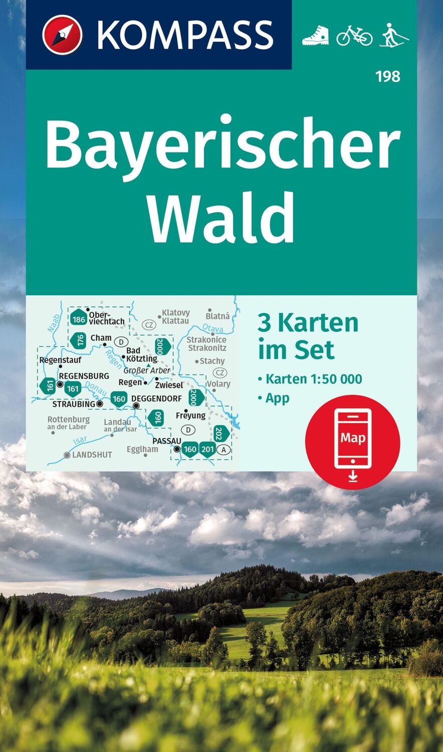 Cover: 9783991215578 | KOMPASS Wanderkarten-Set 198 Bayerischer Wald (3 Karten) 1:50.000