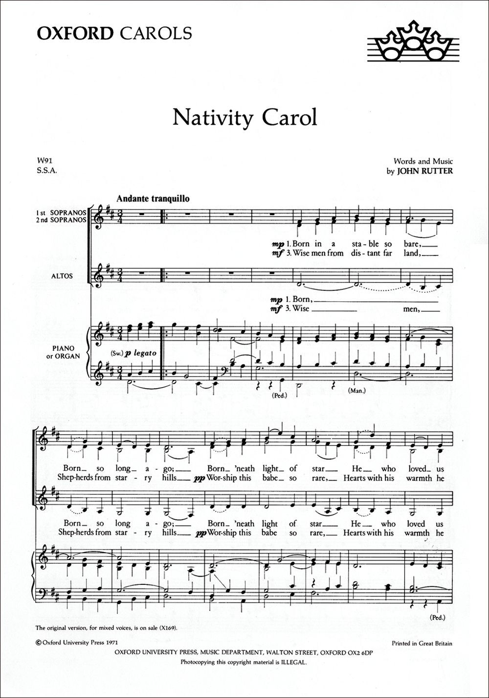 Cover: 9780193425910 | Nativity Carol | John Rutter | Noten | Oxford Christmas Carols