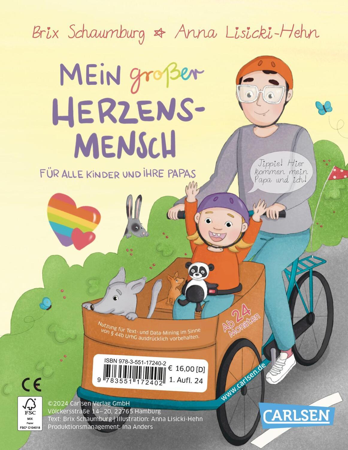 Rückseite: 9783551172402 | Mein kleiner großer Herzensmensch | Brix Schaumburg | Buch | 42 S.