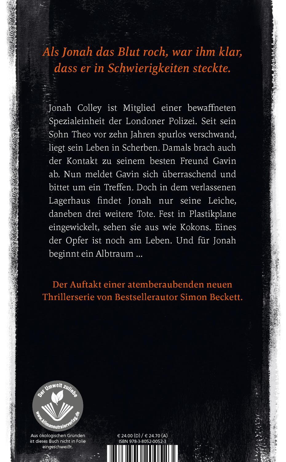 Rückseite: 9783805200523 | Die Verlorenen | Thriller | Simon Beckett | Buch | Jonah Colley | 2021