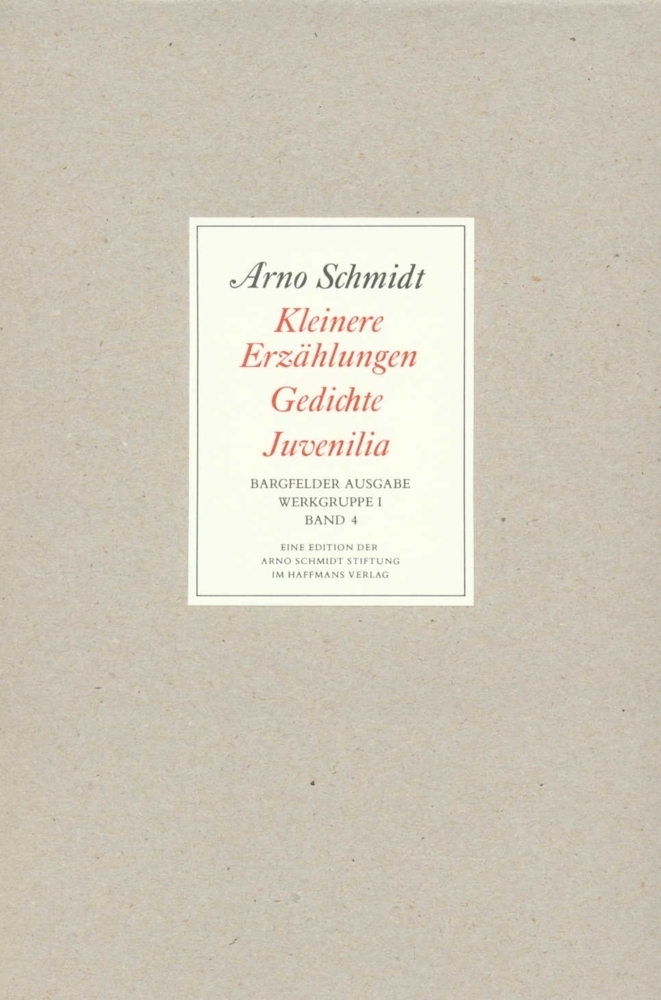 Cover: 9783518800041 | Kleinere Erzählungen, Gedichte, Juvenilia | Arno Schmidt | Buch