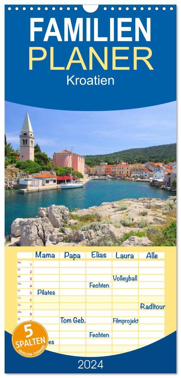 Cover: 9783383093265 | Familienplaner 2024 - Kroatien mit 5 Spalten (Wandkalender, 21 x 45...