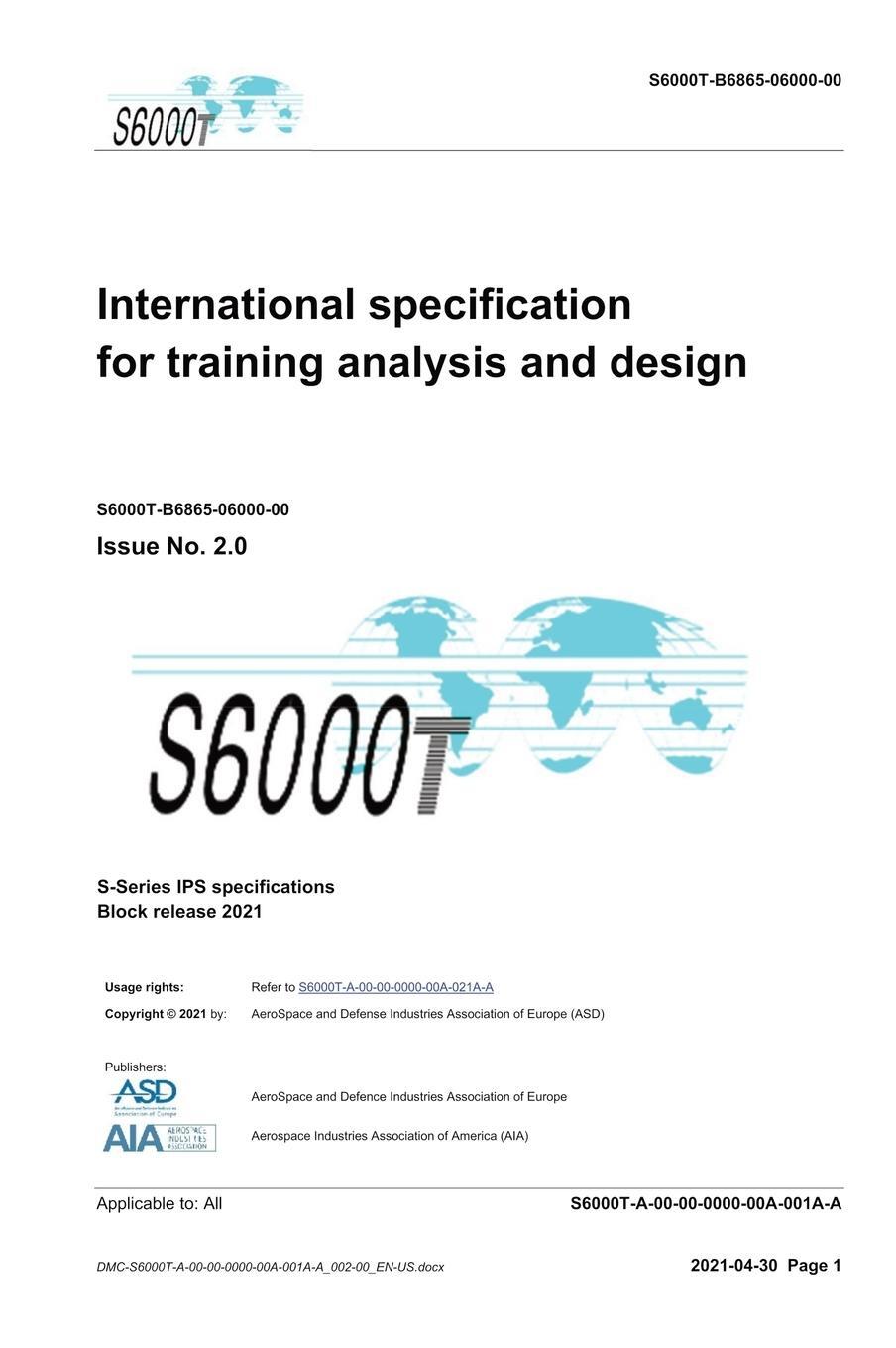 Cover: 9788419125224 | S6000T, International specification for training analysis and...
