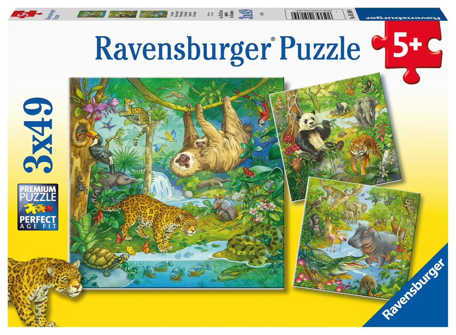 Cover: 4005556051809 | Ravensburger Kinderpuzzle 05180 - Im Urwald - 3x49 Teile Puzzle für...