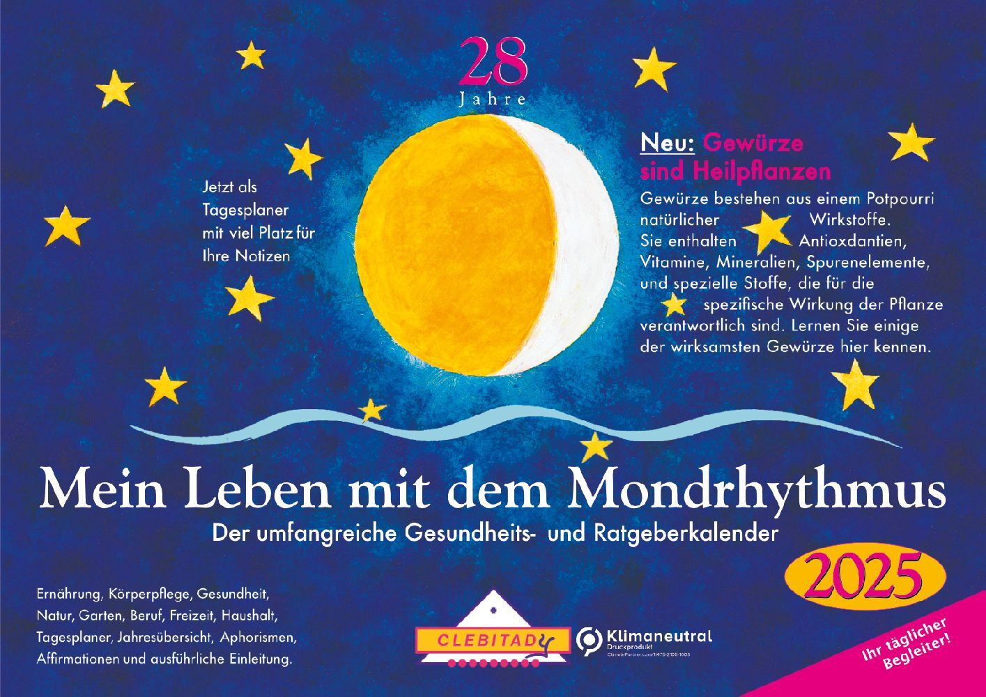 Cover: 9783932547188 | Mein Leben mit dem Mondrhythmus 2025, Taschenkalender | Edith Stadig