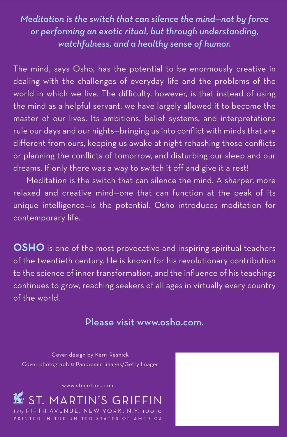 Rückseite: 9781250006226 | Learning to Silence the Mind | Wellness Through Meditation | Osho
