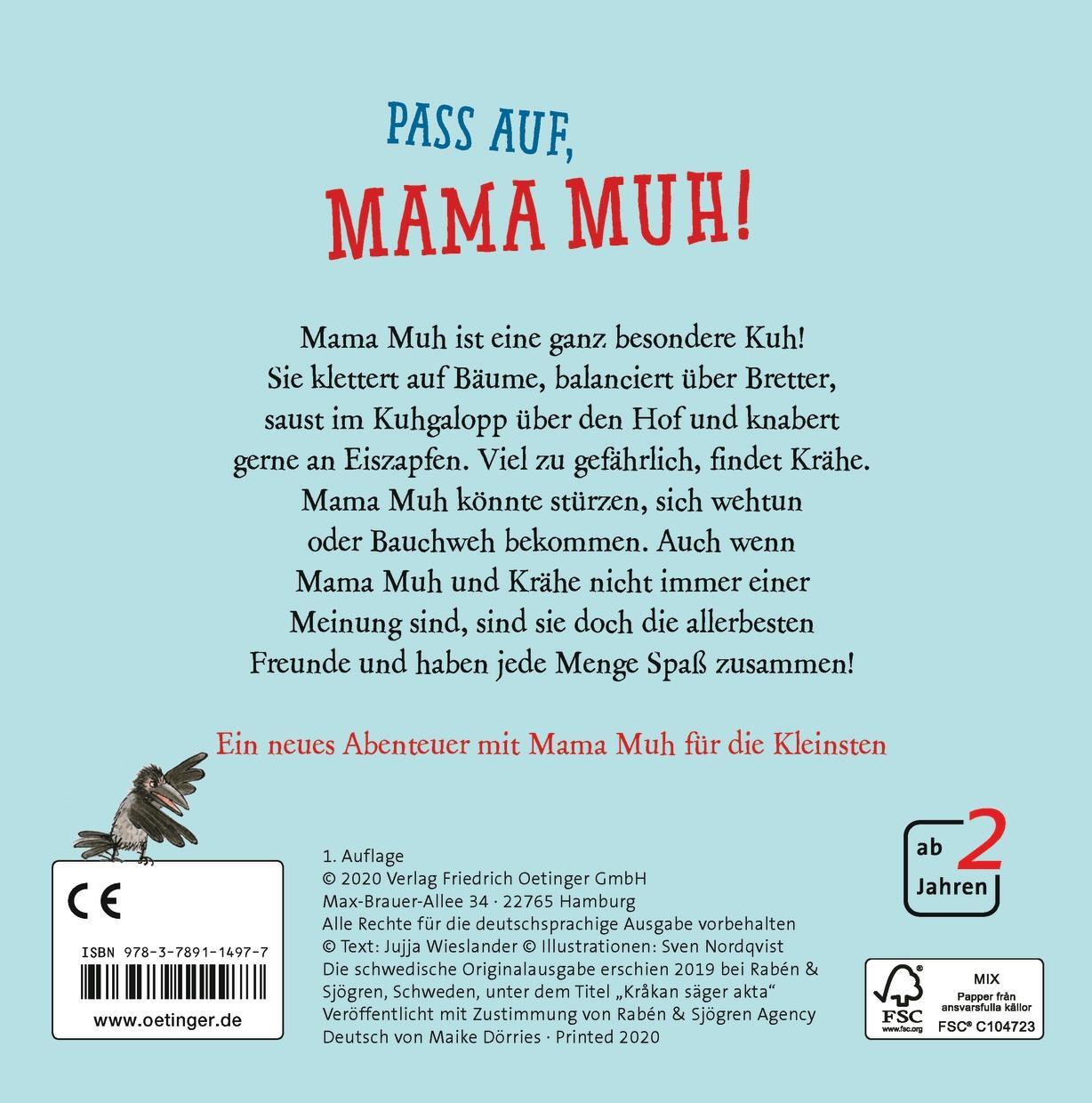 Rückseite: 9783789114977 | Pass auf, Mama Muh! | Jujja Wieslander | Buch | Mama Muh | 20 S.
