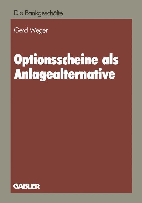 Cover: 9783409141000 | Optionsscheine als Anlagealternative | Gerd Weger | Taschenbuch | vii