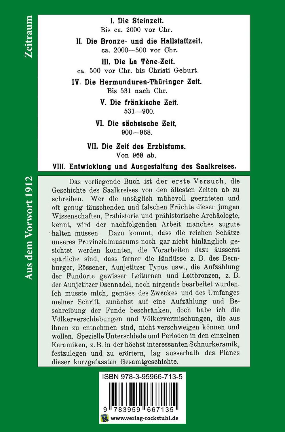 Rückseite: 9783959667135 | Geschichte des Saalkreises von der ältesten Zeit ab | Schultze-Gallera