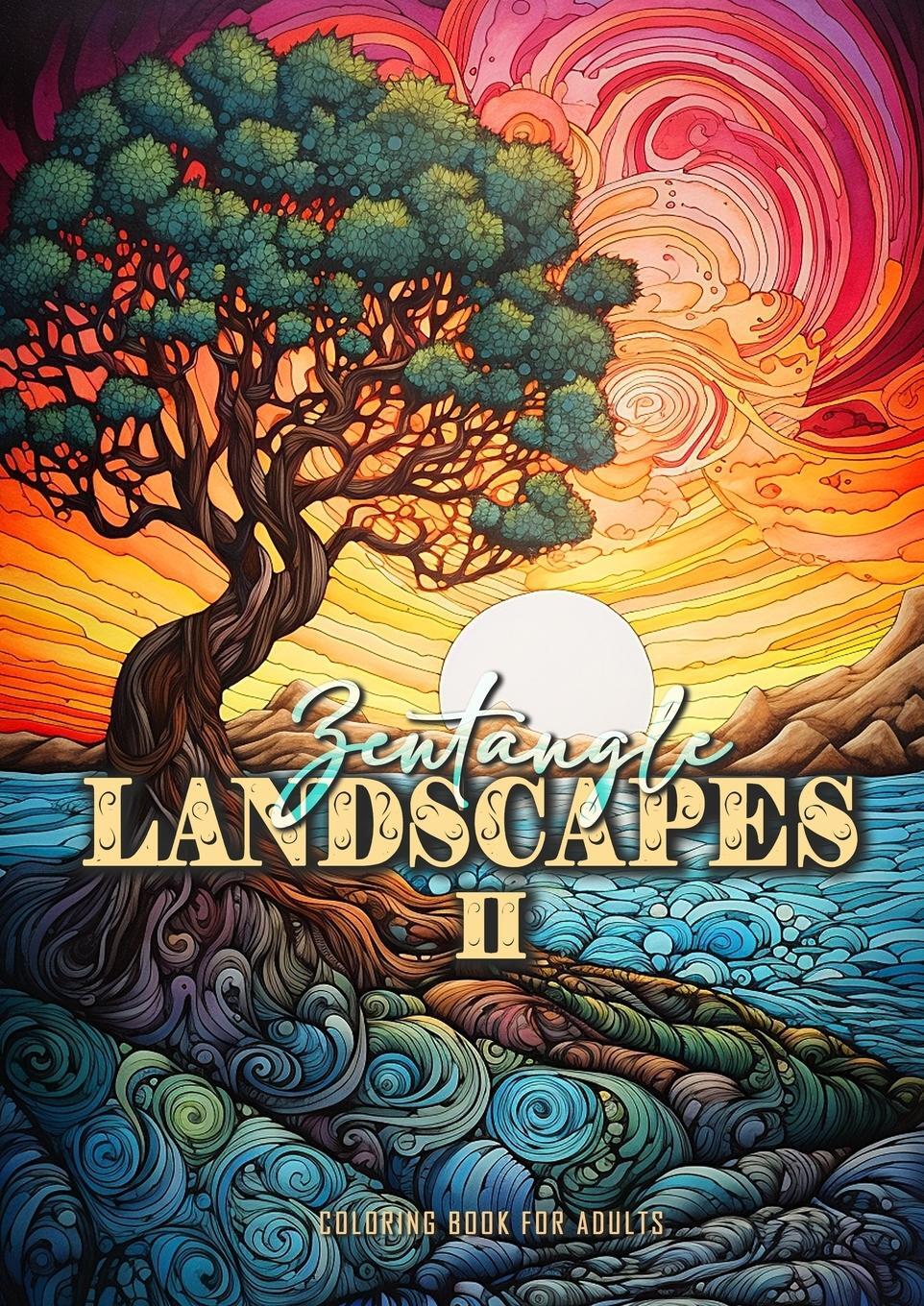 Cover: 9783758432040 | Zentangle Landscapes Coloring Book for Adults 2 | Monsoon Publishing