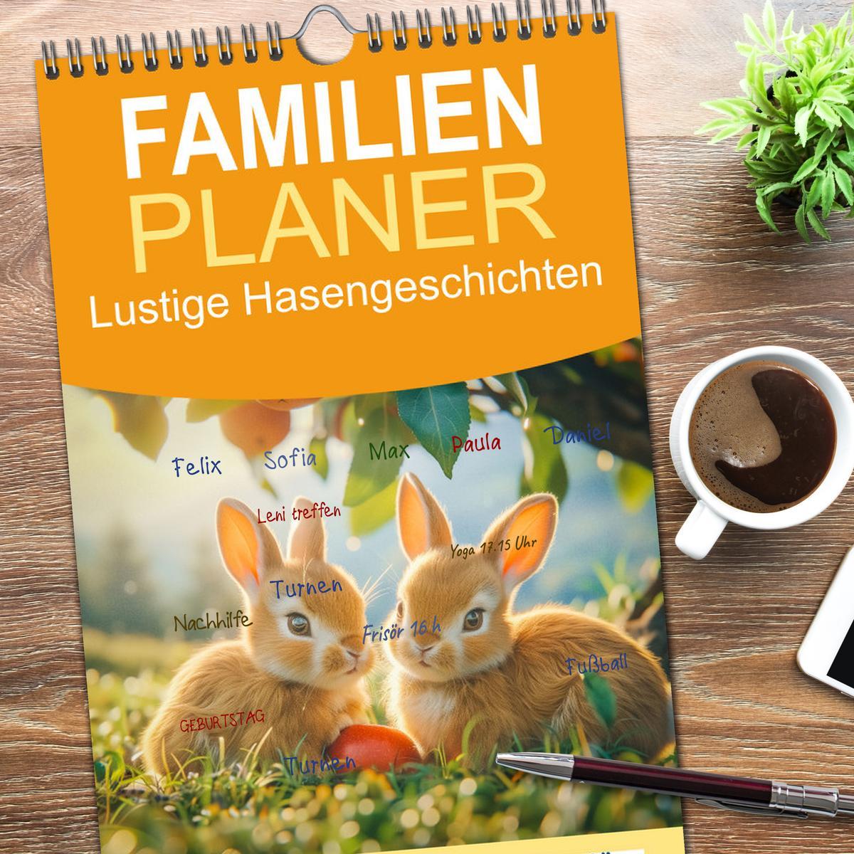 Bild: 9783457193358 | Familienplaner 2025 - Lustige Hasengeschichten mit 5 Spalten...