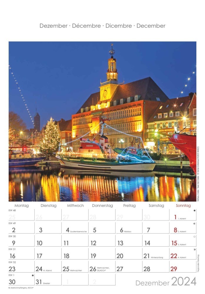 Bild: 4251732335038 | Niedersachsen und Bremen 2024 - Bild-Kalender 23,7x34 cm -...