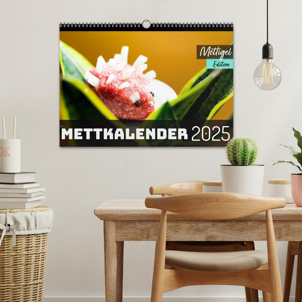 Bild: 9783435040056 | Mettkalender - Mettigel Edition (Wandkalender 2025 DIN A3 quer),...