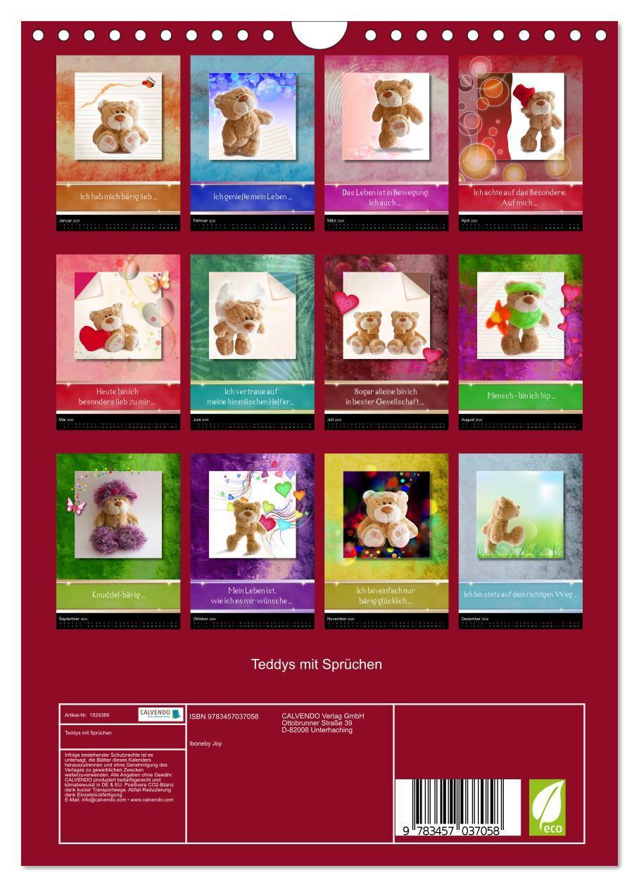 Bild: 9783457037058 | Teddys mit Sprüchen (Wandkalender 2025 DIN A4 hoch), CALVENDO...