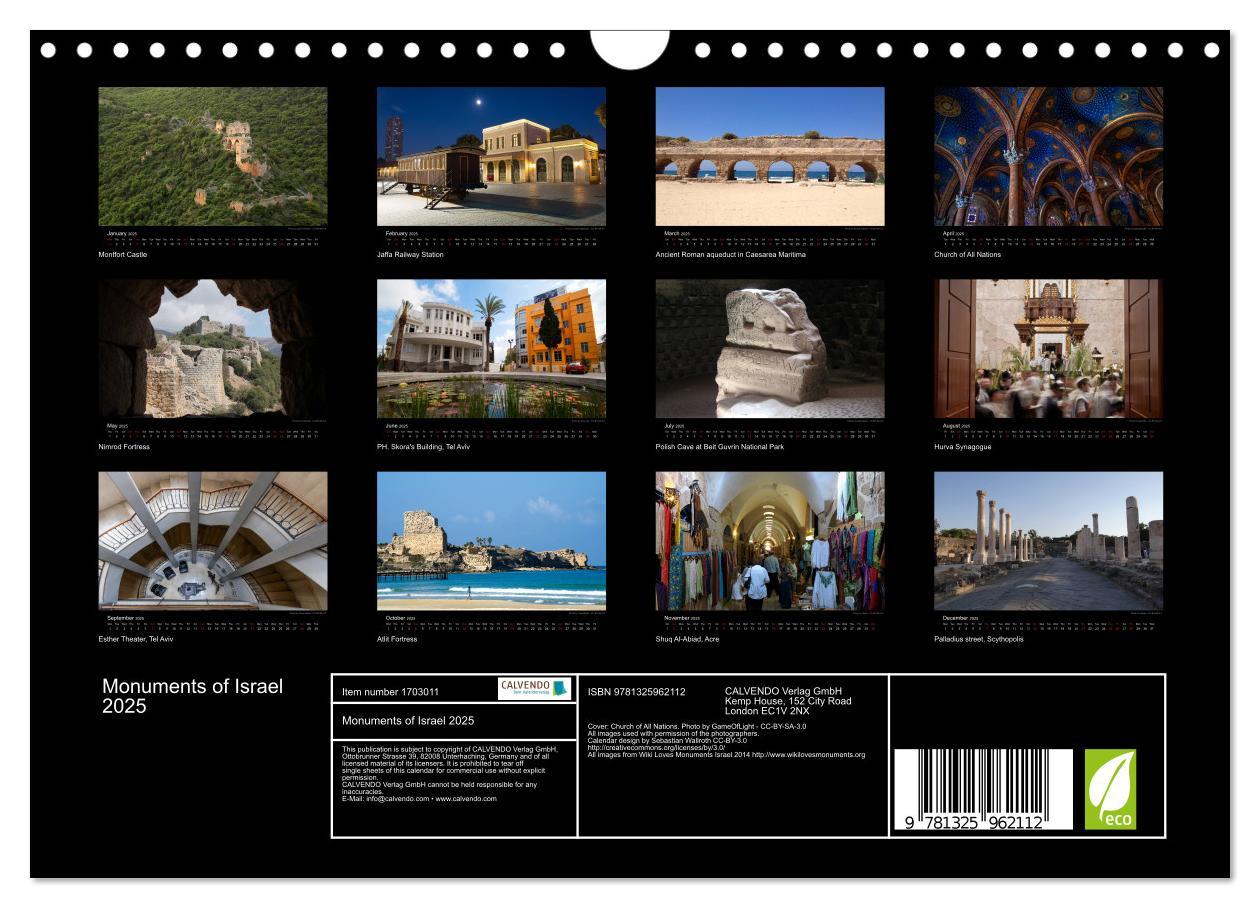 Bild: 9781325962112 | Monuments of Israel 2025 (Wall Calendar 2025 DIN A4 landscape),...