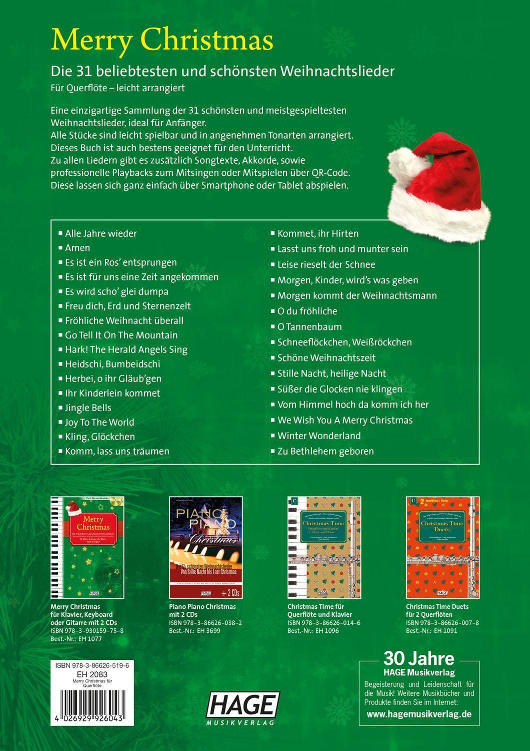 Bild: 9783866265196 | Merry Christmas für C-Instrumente (Querflöte, Oboe) | Hage Musikverlag