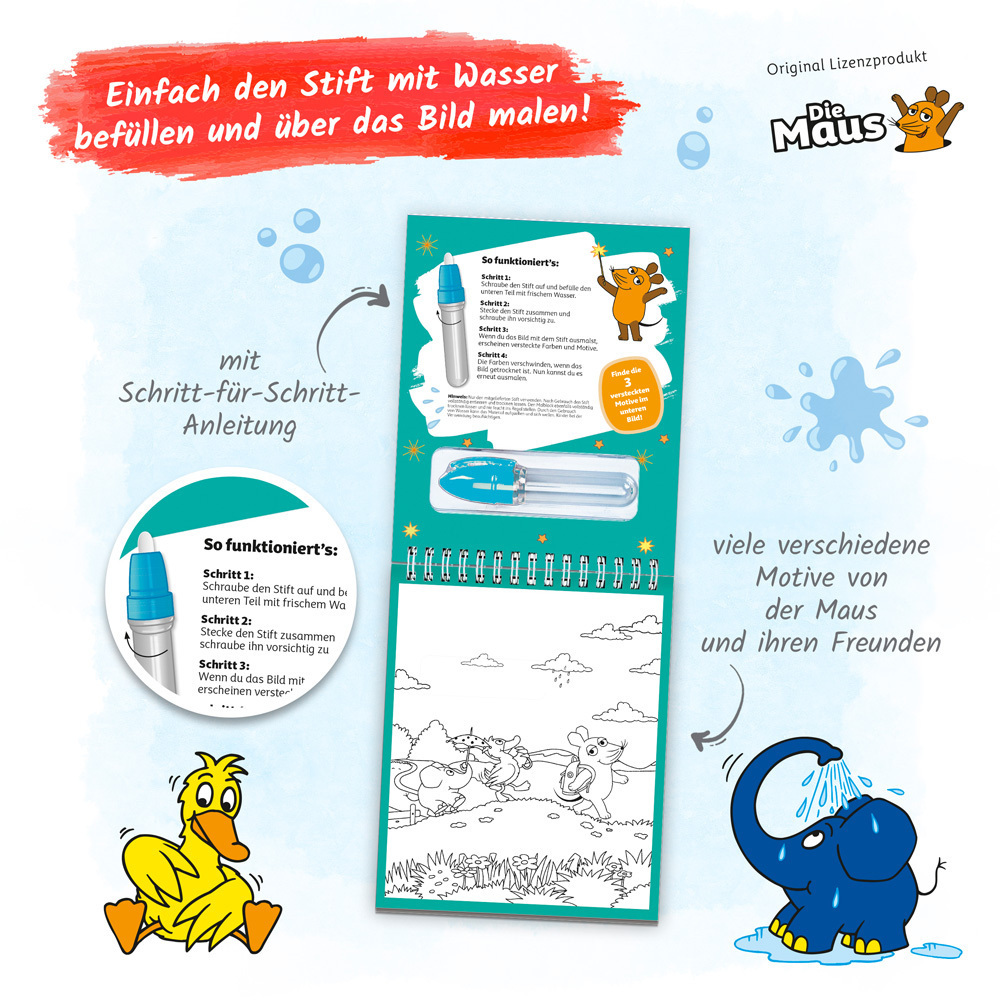 Bild: 9783988021274 | Trötsch Die Maus Zaubermalspaß mit Wasserstift | Co.KG | Buch | 12 S.