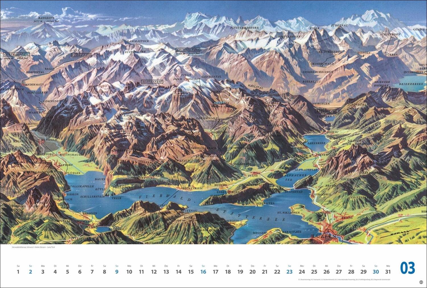 Bild: 9783756404780 | Alpenpanorama Edition 2025 - Die Kunst der Panoramakarten | Kalender