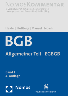 Cover: 9783848745869 | Bürgerliches Gesetzbuch: Allgemeiner Teil - EGBGB | Band 1 | Buch