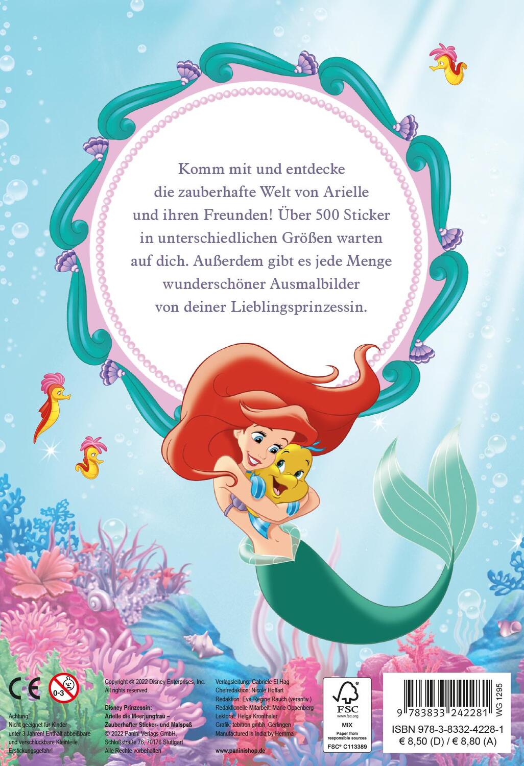 Rückseite: 9783833242281 | Disney Prinzessin: Arielle die Meerjungfrau - Zauberhafter Sticker-...