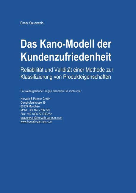 Cover: 9783824470709 | Das Kano-Modell der Kundenzufriedenheit | Elmar Sauerwein | Buch
