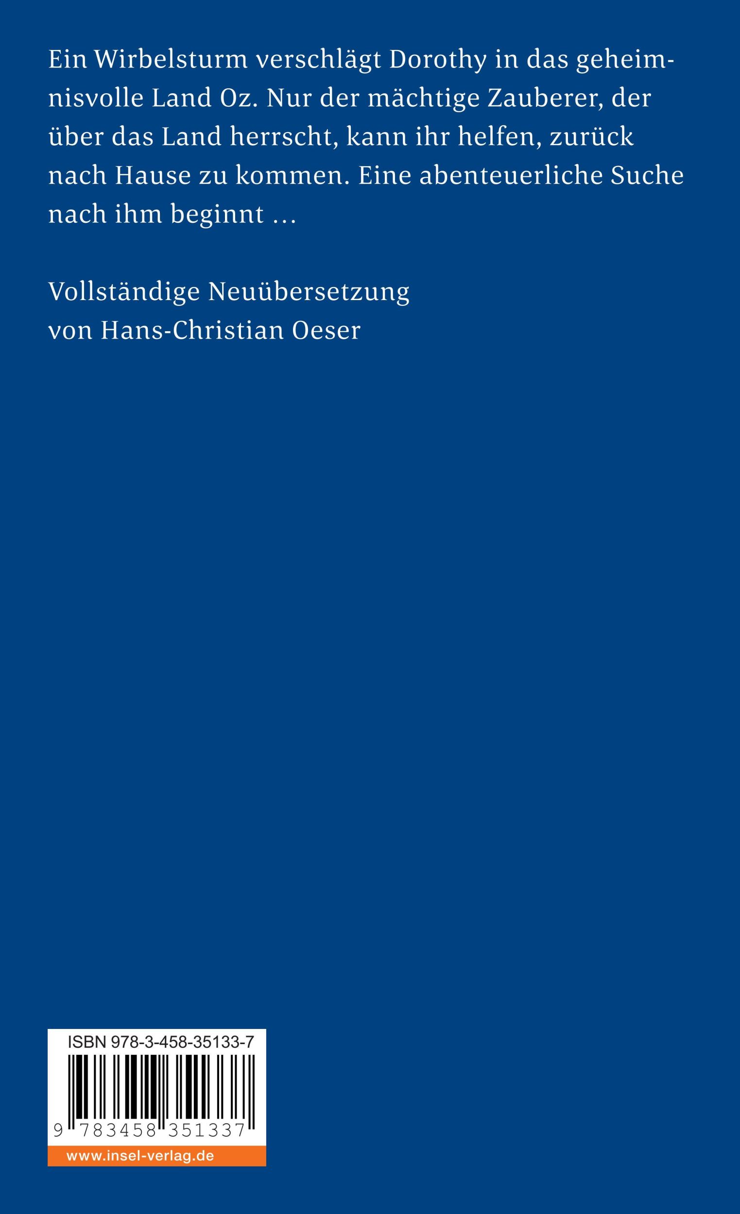 Rückseite: 9783458351337 | Der Zauberer von Oz | L. Frank Baum | Taschenbuch | 176 S. | Deutsch