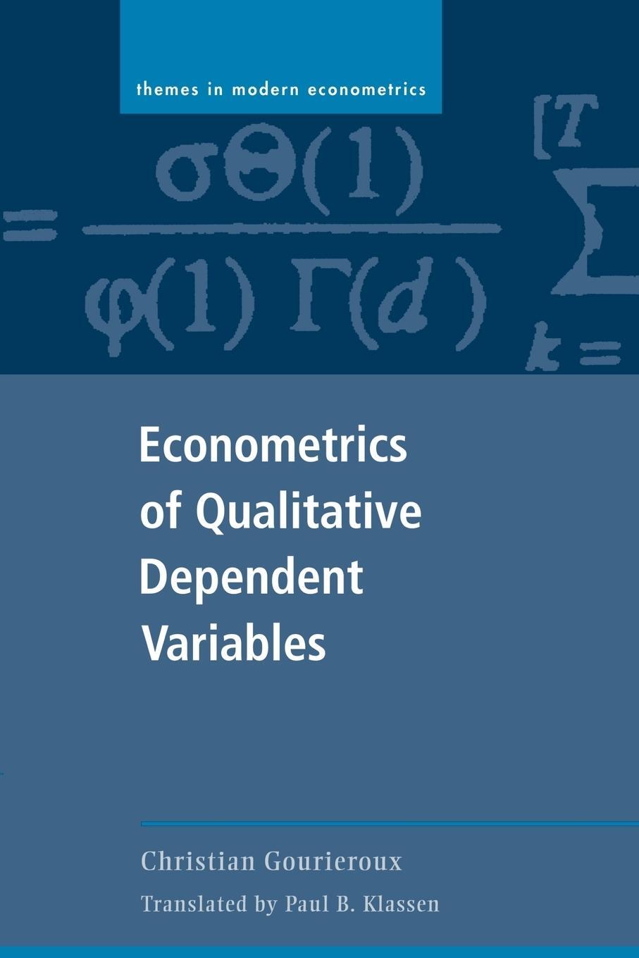 Cover: 9780521589857 | Econometrics of Qualitative Dependent Variables | Christian Gourieroux