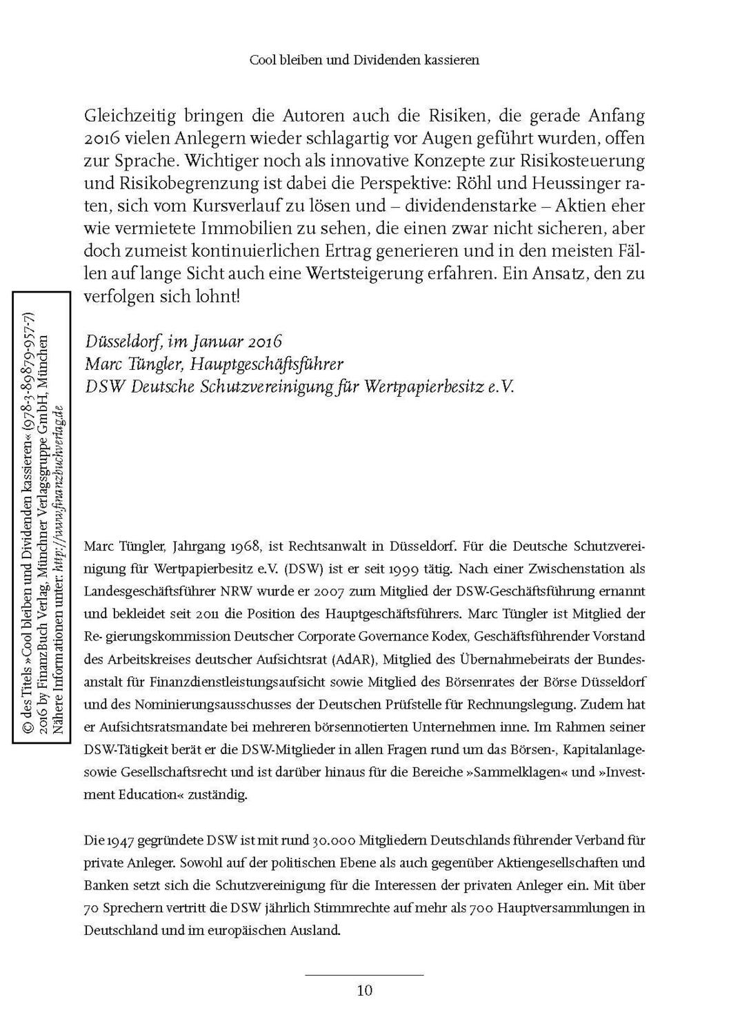 Bild: 9783898799577 | Cool bleiben und Dividenden kassieren | Werner H. Heussinger (u. a.)