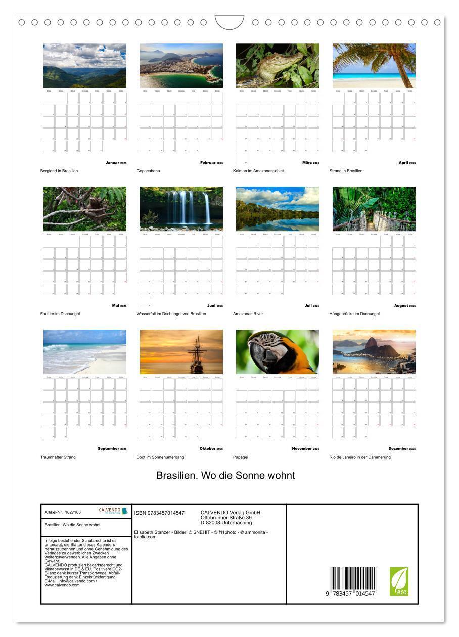 Bild: 9783457014547 | Brasilien. Wo die Sonne wohnt (Wandkalender 2025 DIN A3 hoch),...