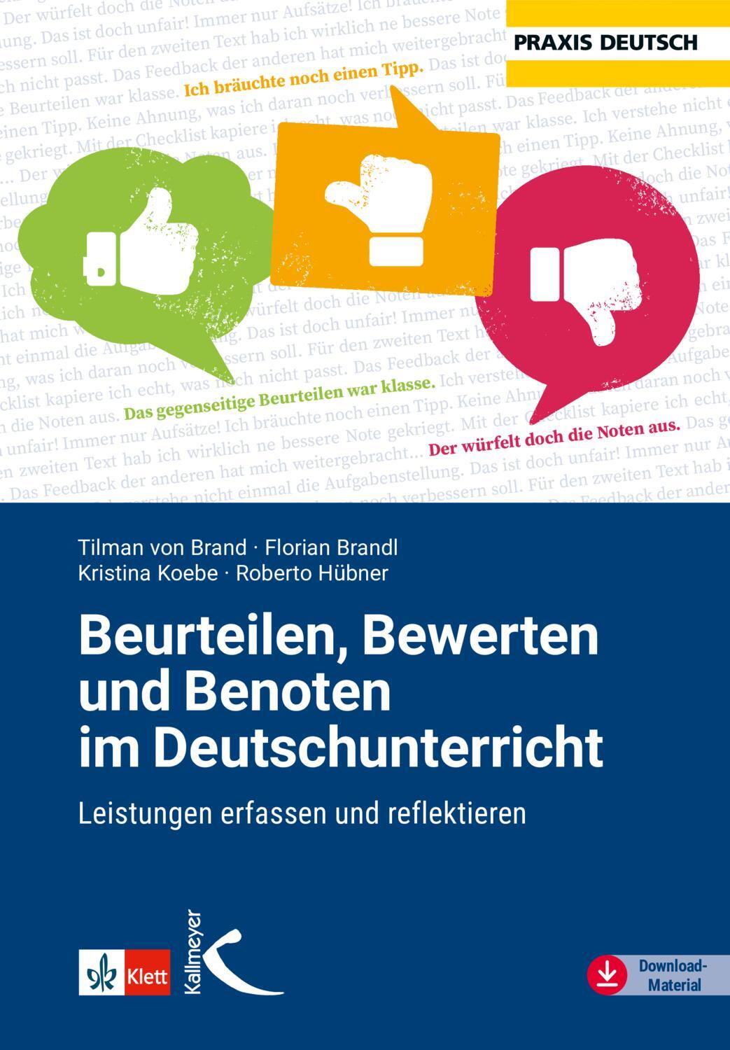 Cover: 9783772716966 | Beurteilen, Bewerten und Benoten im Deutschunterricht | Brand (u. a.)