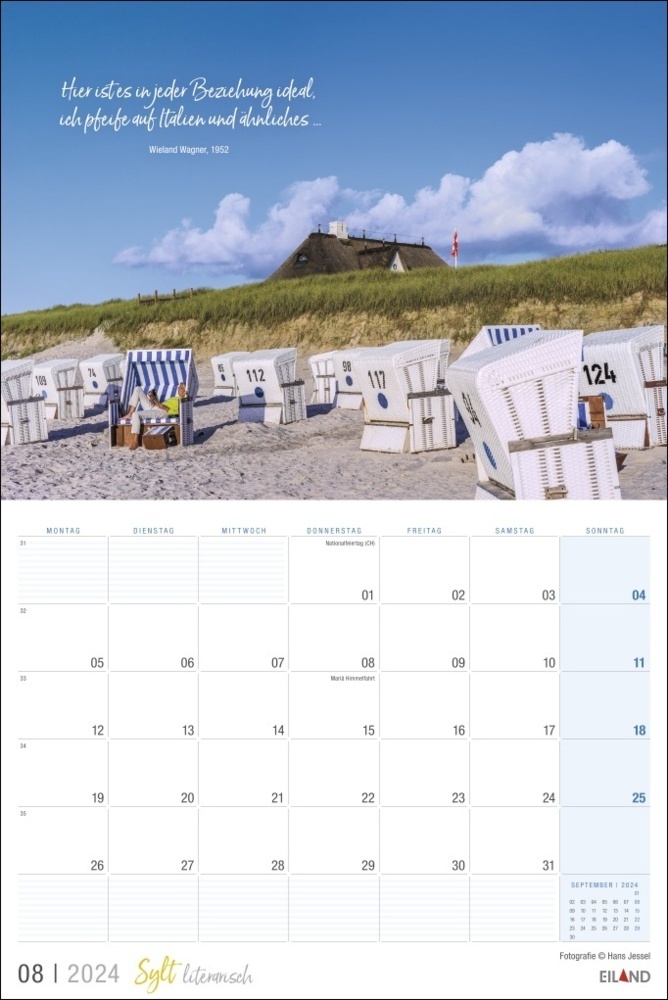 Bild: 9783964023155 | Sylt literarisch Mini-Broschurkalender 2024. Wandplaner-Kalender...