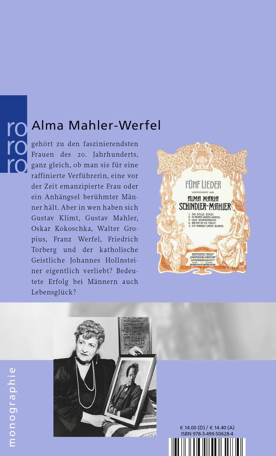 Rückseite: 9783499506284 | Alma Mahler-Werfel | Astrid Seele | Taschenbuch | Rowohlt Monographie