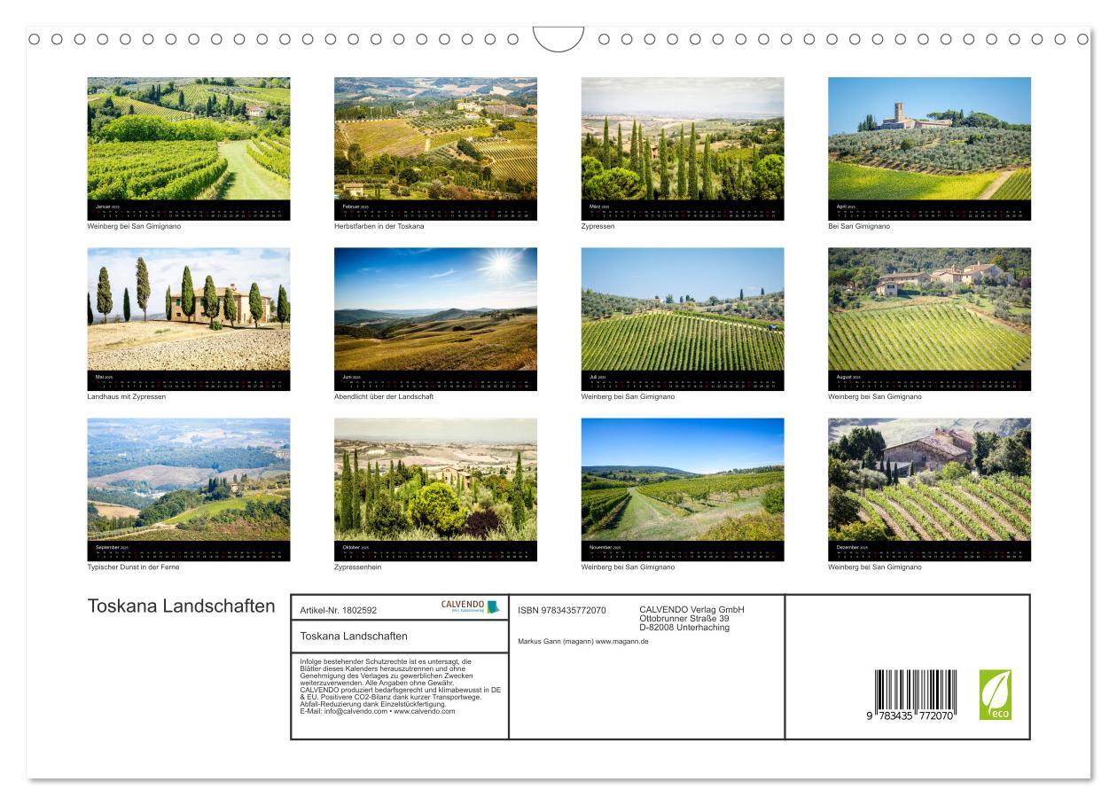 Bild: 9783435772070 | Toskana Landschaften (Wandkalender 2025 DIN A3 quer), CALVENDO...