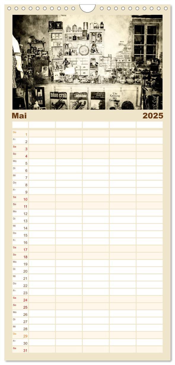 Bild: 9783457123362 | Familienplaner 2025 - Retro mit 5 Spalten (Wandkalender, 21 x 45...