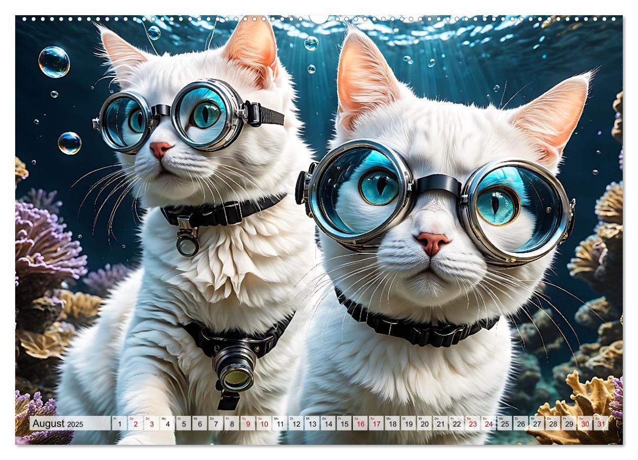 Bild: 9783383843433 | Katzen unter Wasser (Wandkalender 2025 DIN A2 quer), CALVENDO...