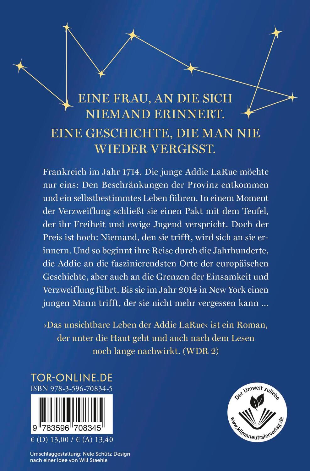 Rückseite: 9783596708345 | Das unsichtbare Leben der Addie LaRue | Roman | V. E. Schwab | Buch