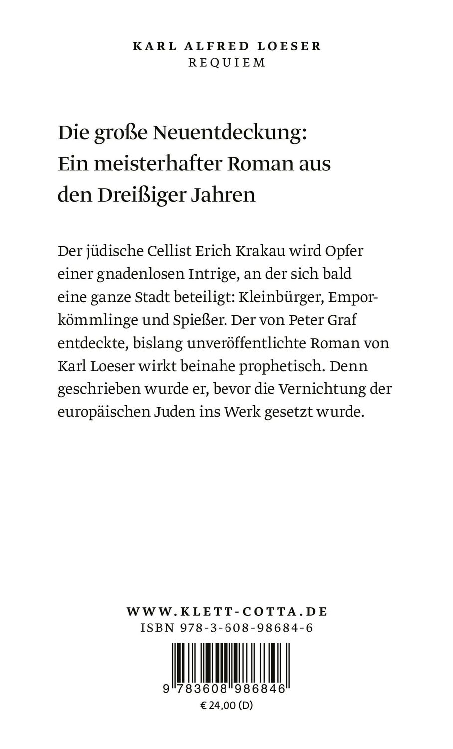 Rückseite: 9783608986846 | Requiem | Roman | Karl Alfred Loeser | Buch | 313 S. | Deutsch | 2023