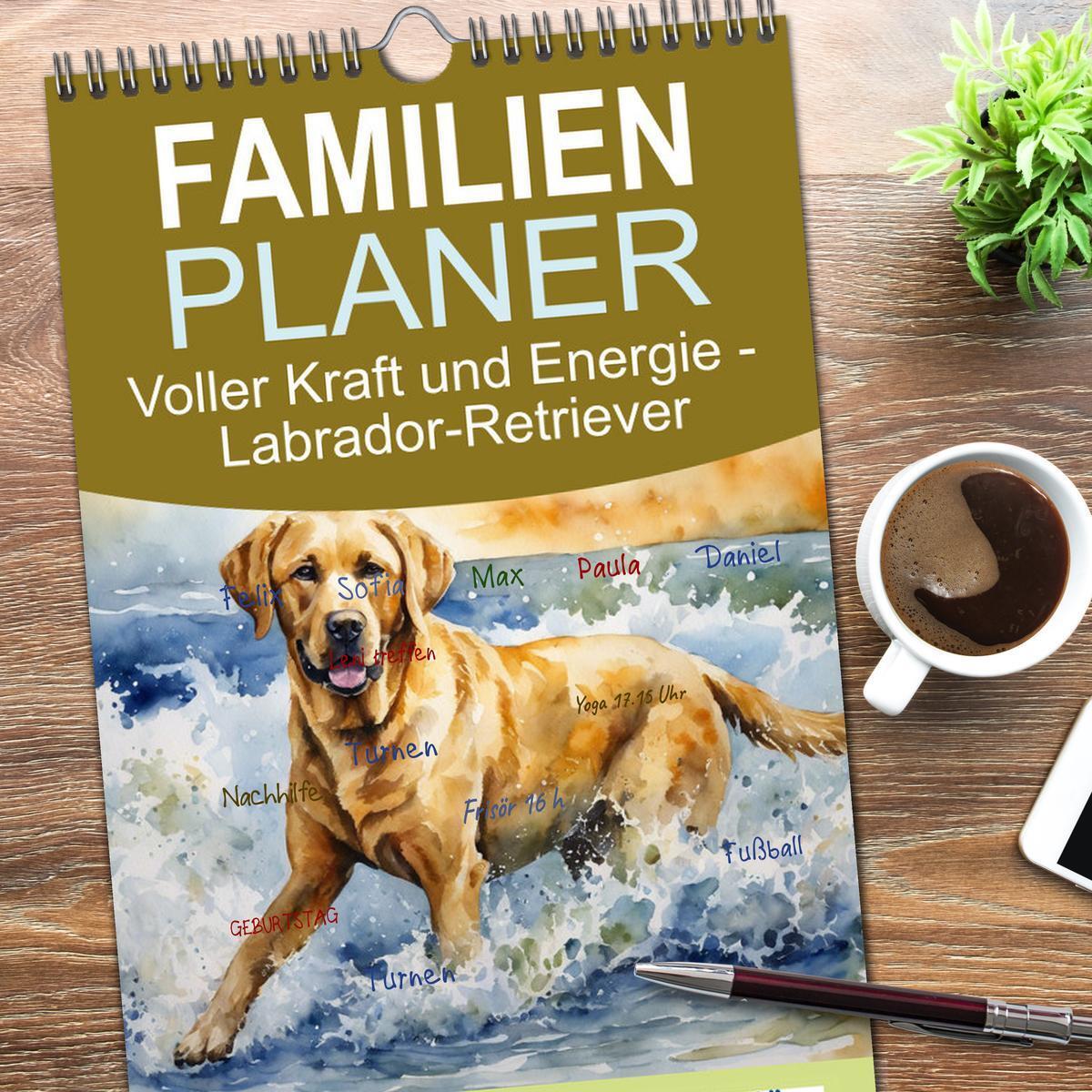 Bild: 9783457153963 | Familienplaner 2025 - Voller Kraft und Energie - Labrador-Retriever...