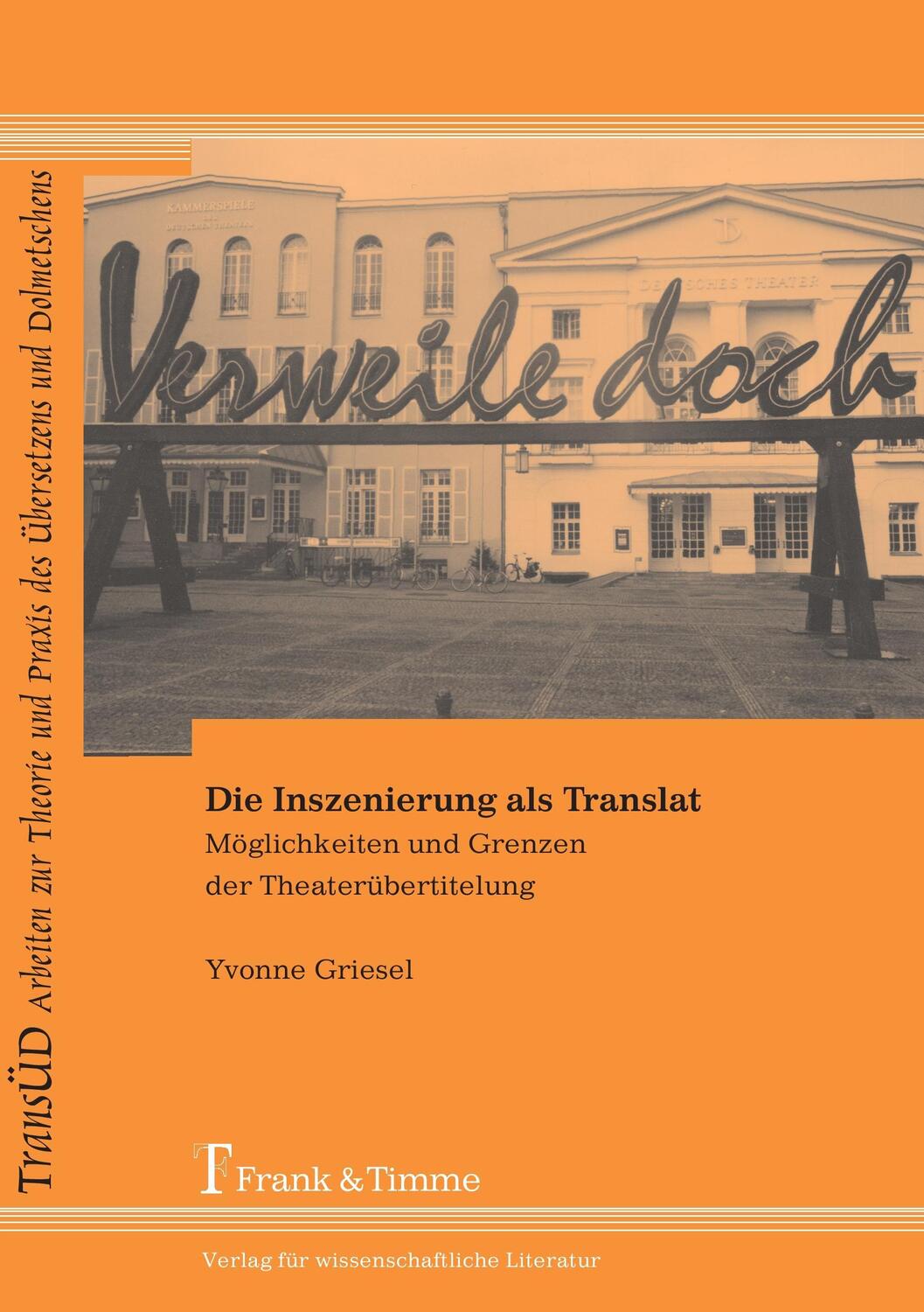 Cover: 9783865961198 | Die Inszenierung als Translat | Yvonne Griesel | Taschenbuch | 362 S.