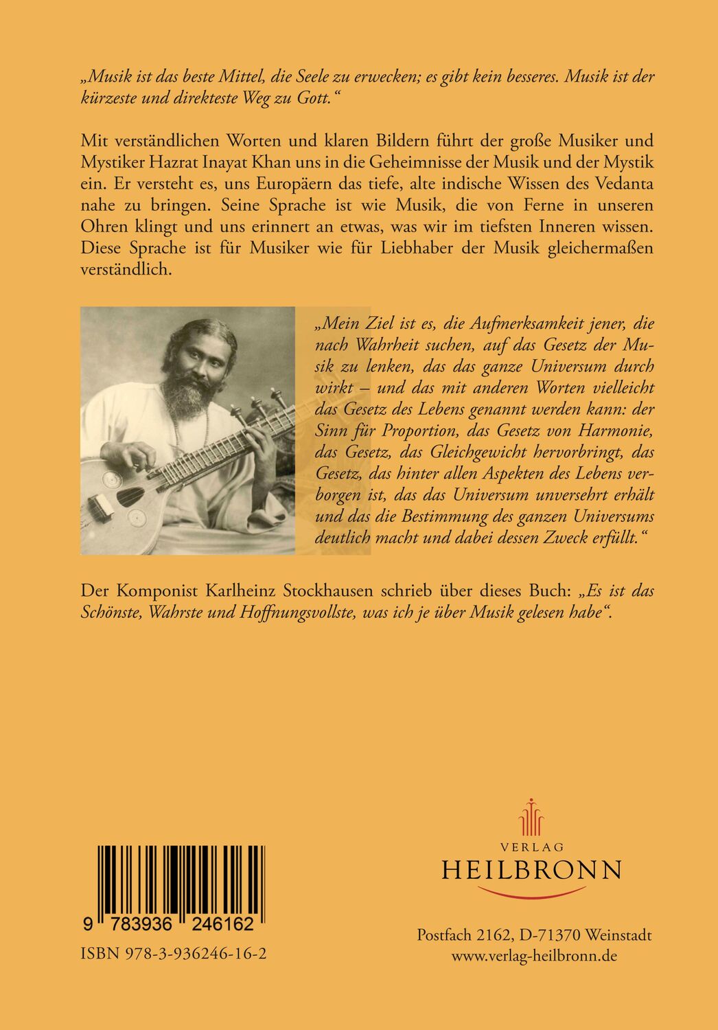 Rückseite: 9783936246162 | Musik | Aus mystischer Sicht | Hazrat Inayat-Khan | Buch | Deutsch