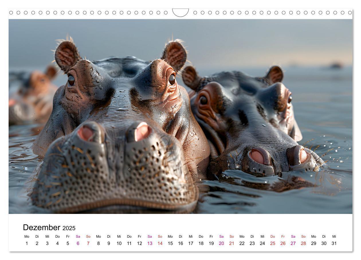 Bild: 9783457171899 | Flusspferde - Hippopotamus amphibius (Wandkalender 2025 DIN A3...