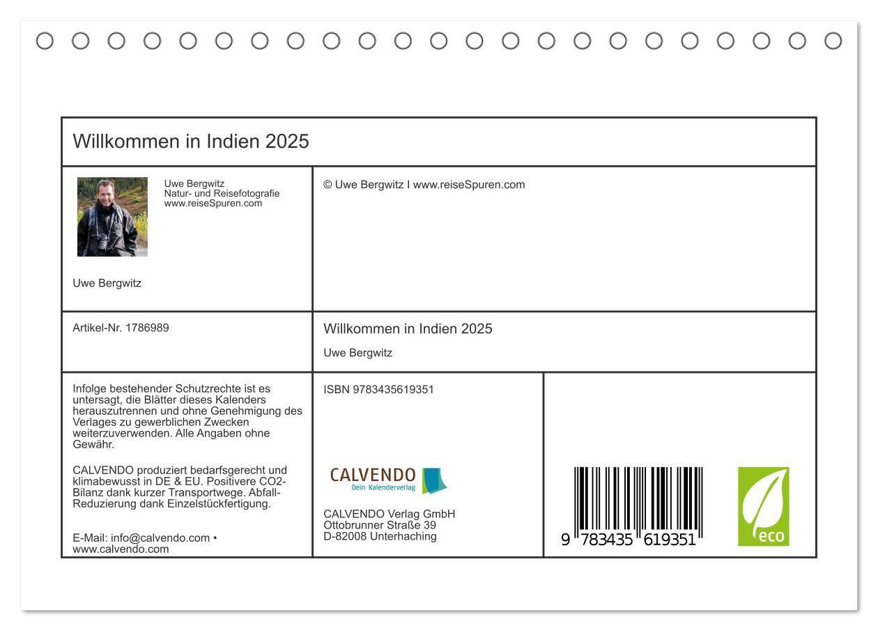 Bild: 9783435619351 | Willkommen in Indien 2025 (Tischkalender 2025 DIN A5 quer),...